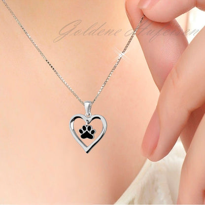 Kettenanhänger Silber 925 Pfote Herz Damen Echtschmuck Bild 2