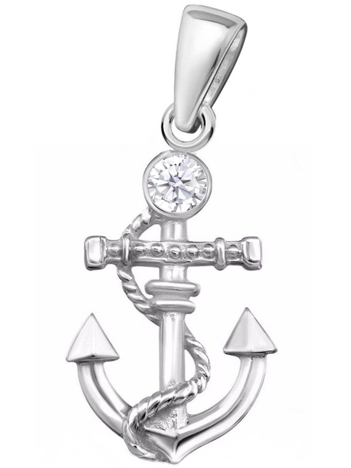 Kettenanhänger Silber 925 Zirkonia Weiss Anker Bild 1