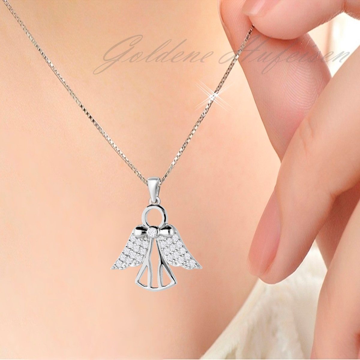 Kettenanhänger Silber Engel 925 mit Zirkonia Echtschmuck Bild 2