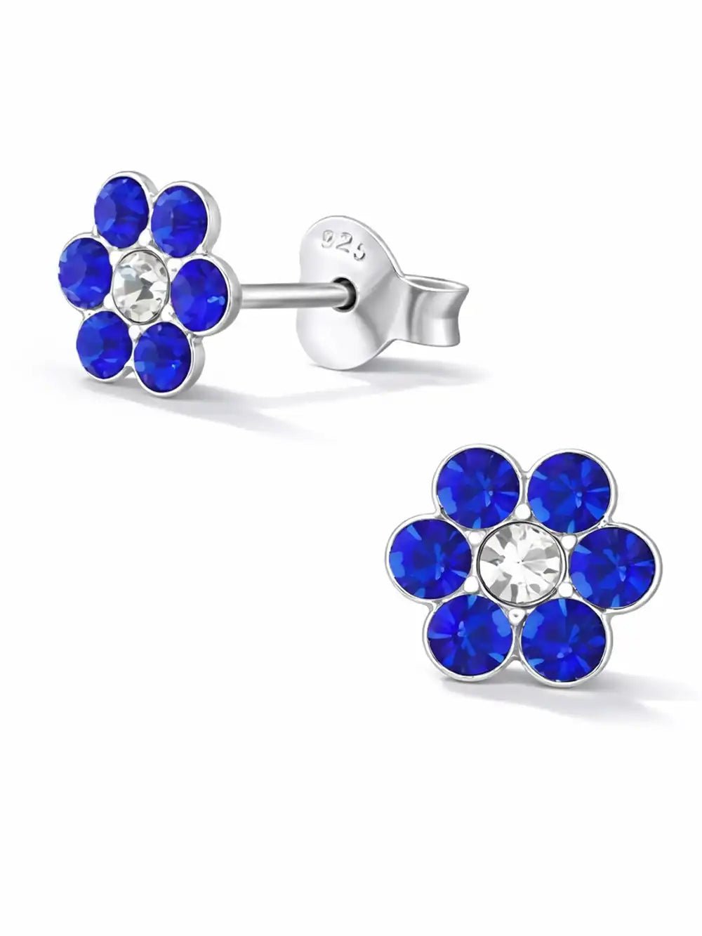 Blumen Ohrstecker Kinder 925 Silber - Bunte Blüte Blau Bild 6