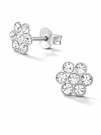 Blumen Ohrstecker Kinder 925 Silber - Bunte Blüte Weiß Bild 7