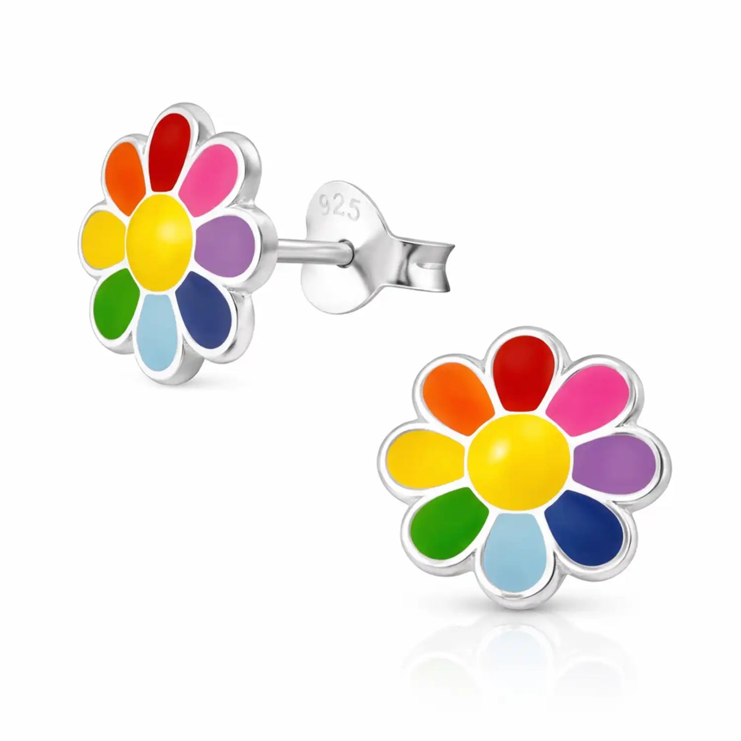 Blumen Ohrstecker Kinder 925 Silber – Bunte Blüte Bild 1