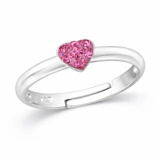Herz Fingerring Kinder 925 Silber – Pink Kristall Bild 1