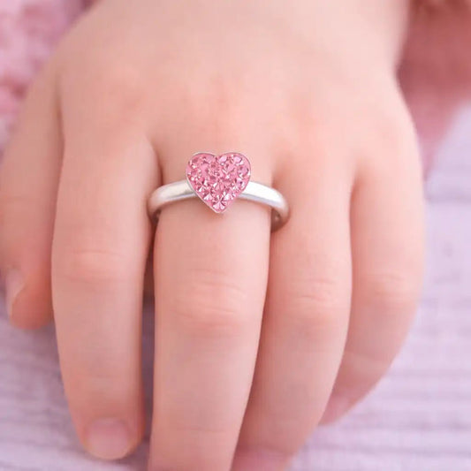 Herz Fingerring Kinder 925 Silber – Kristall Rosa Bild 2
