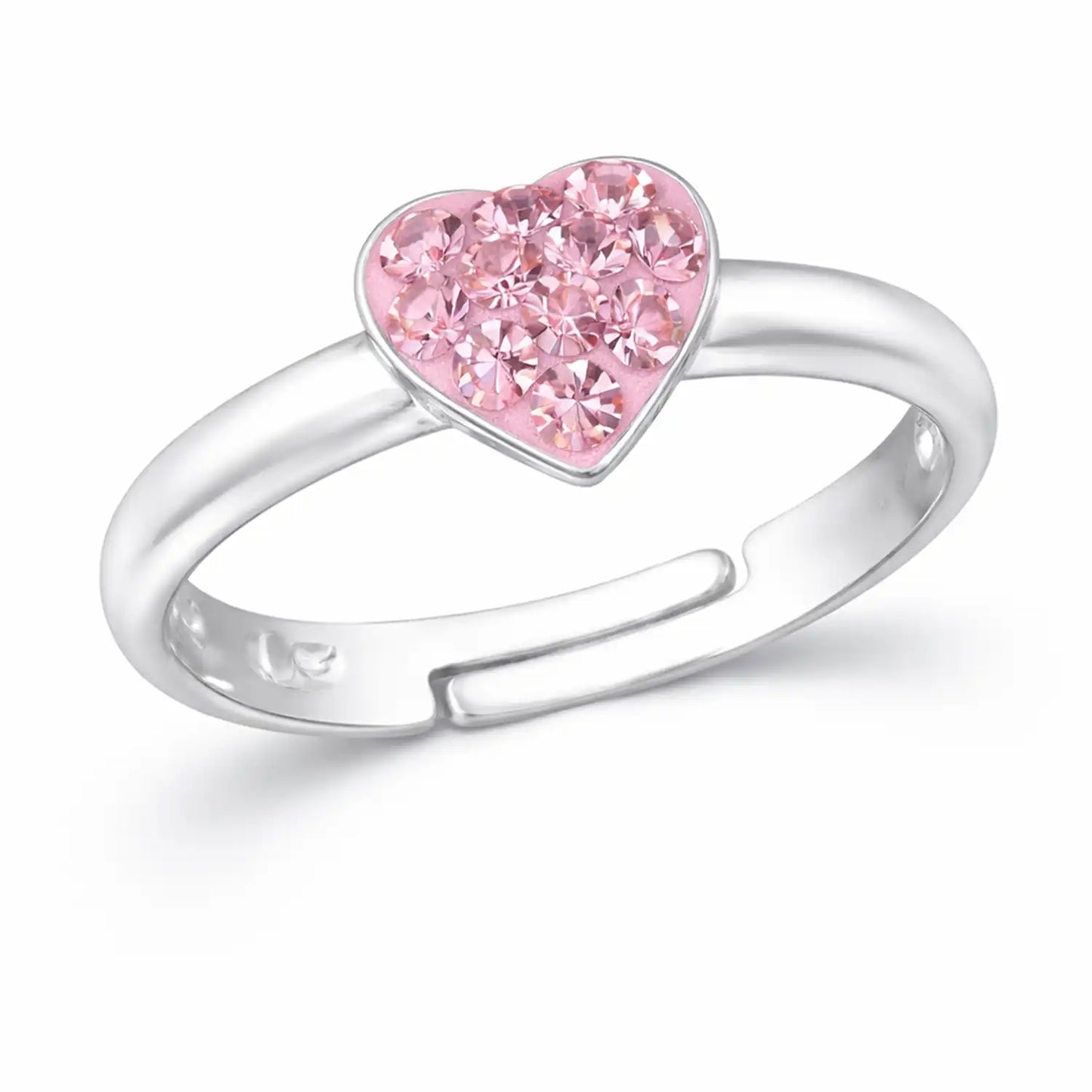 Herz Fingerring Kinder 925 Silber – Kristall Rosa Bild 1