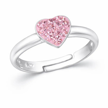 Herz Fingerring Kinder 925 Silber – Kristall Rosa Bild 1