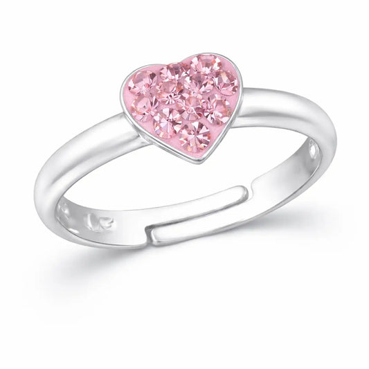 Herz Fingerring Kinder 925 Silber – Kristall Rosa Bild 1
