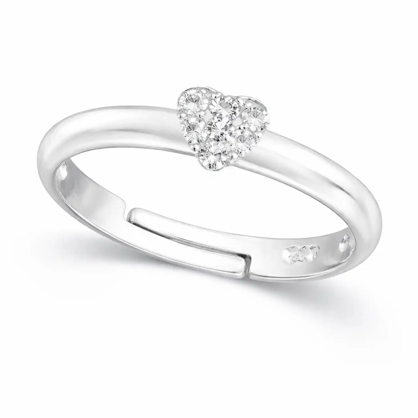 Herz Fingerring Kinder 925 Silber – Weißer Kristall Bild 1