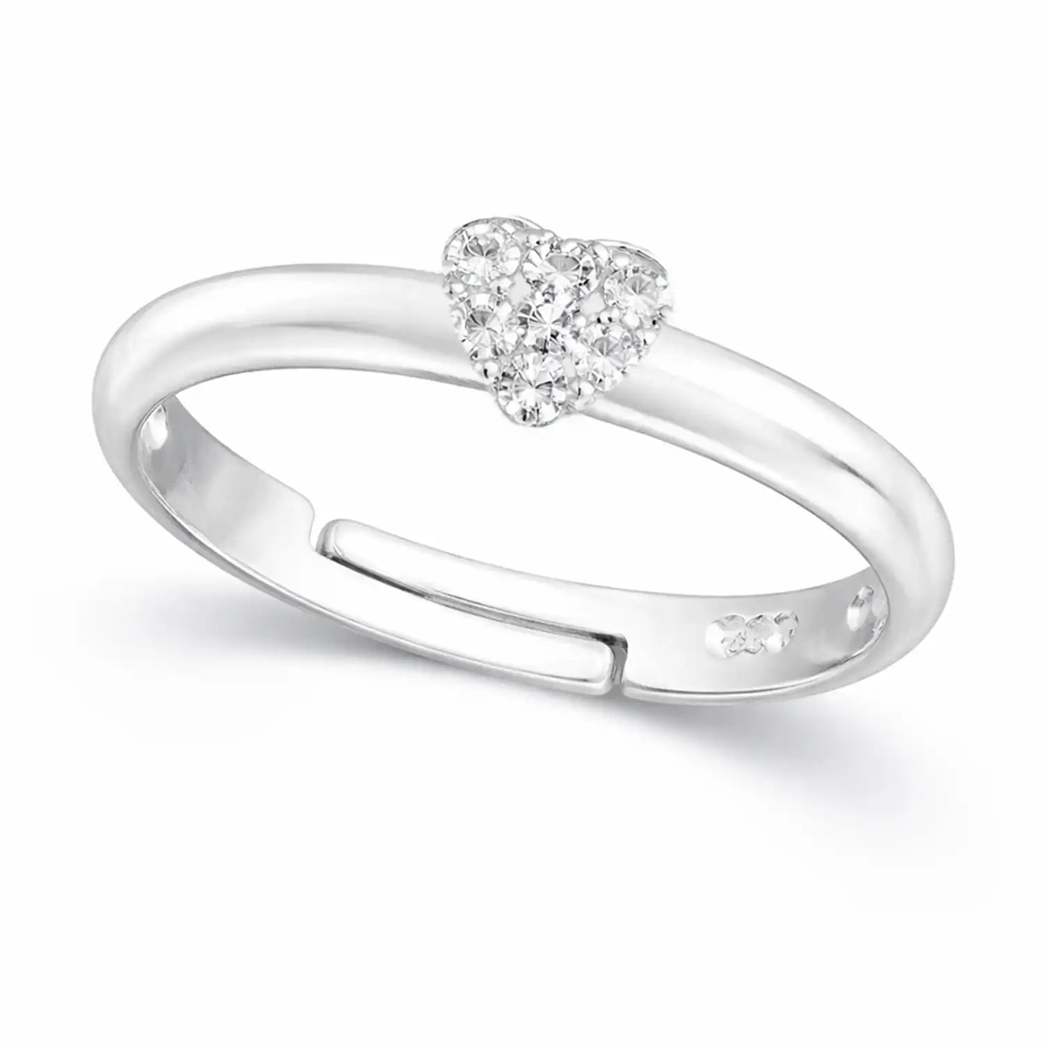 Herz Fingerring Kinder 925 Silber – Weißer Kristall Bild 1
