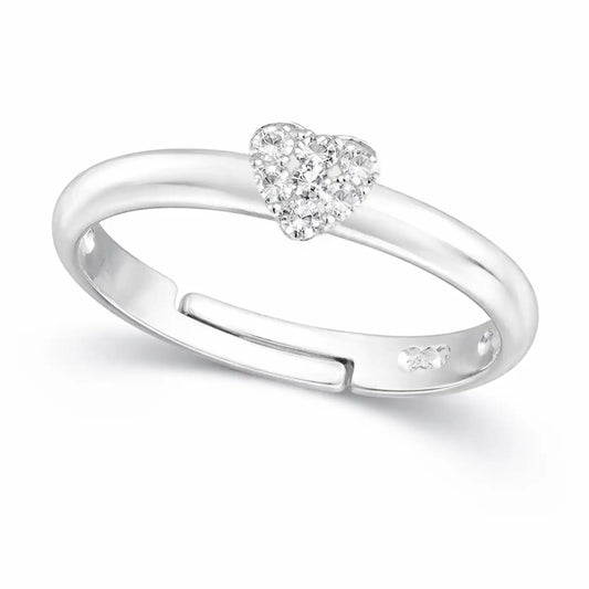Herz Fingerring Kinder 925 Silber – Weißer Kristall Bild 1