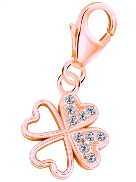 Kleeblatt Charm aus 925 Silber vergoldet - Bettelarmband Anhänger Bild 1