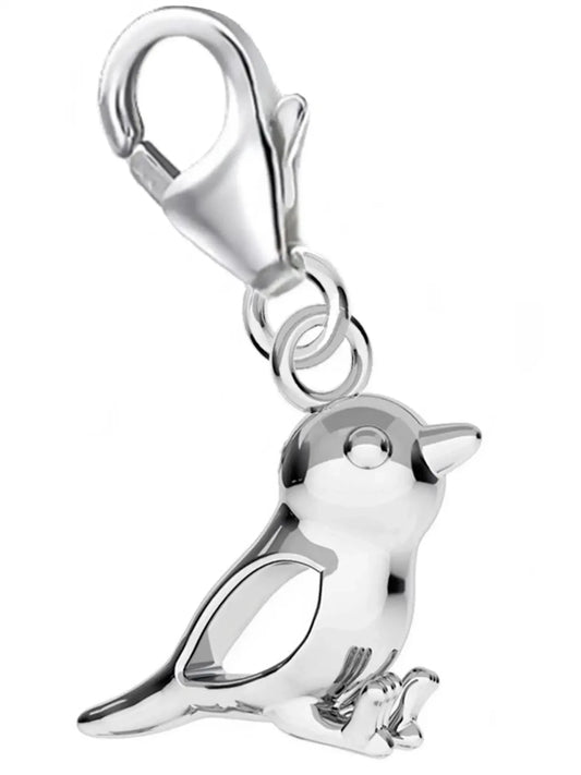 kleiner Vogel Charm aus 925 Silber – Natur Anhänger für Armband Bild 1
