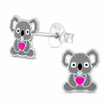 Koalabär Ohrstecker aus 925 Silber mit Emaille für Kinder Bild 1