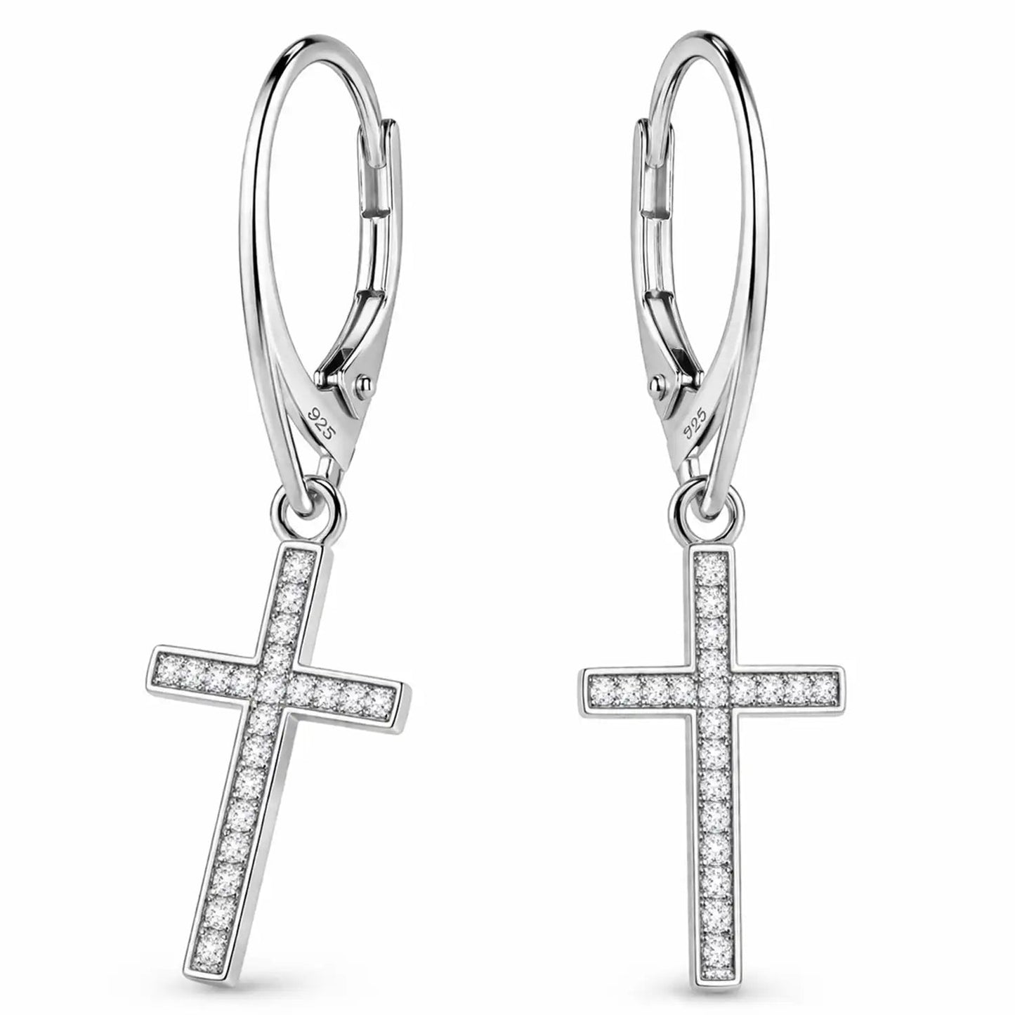 Kreuz Ohrhänger 925 Silber – elegante Ohrringe Bild 1