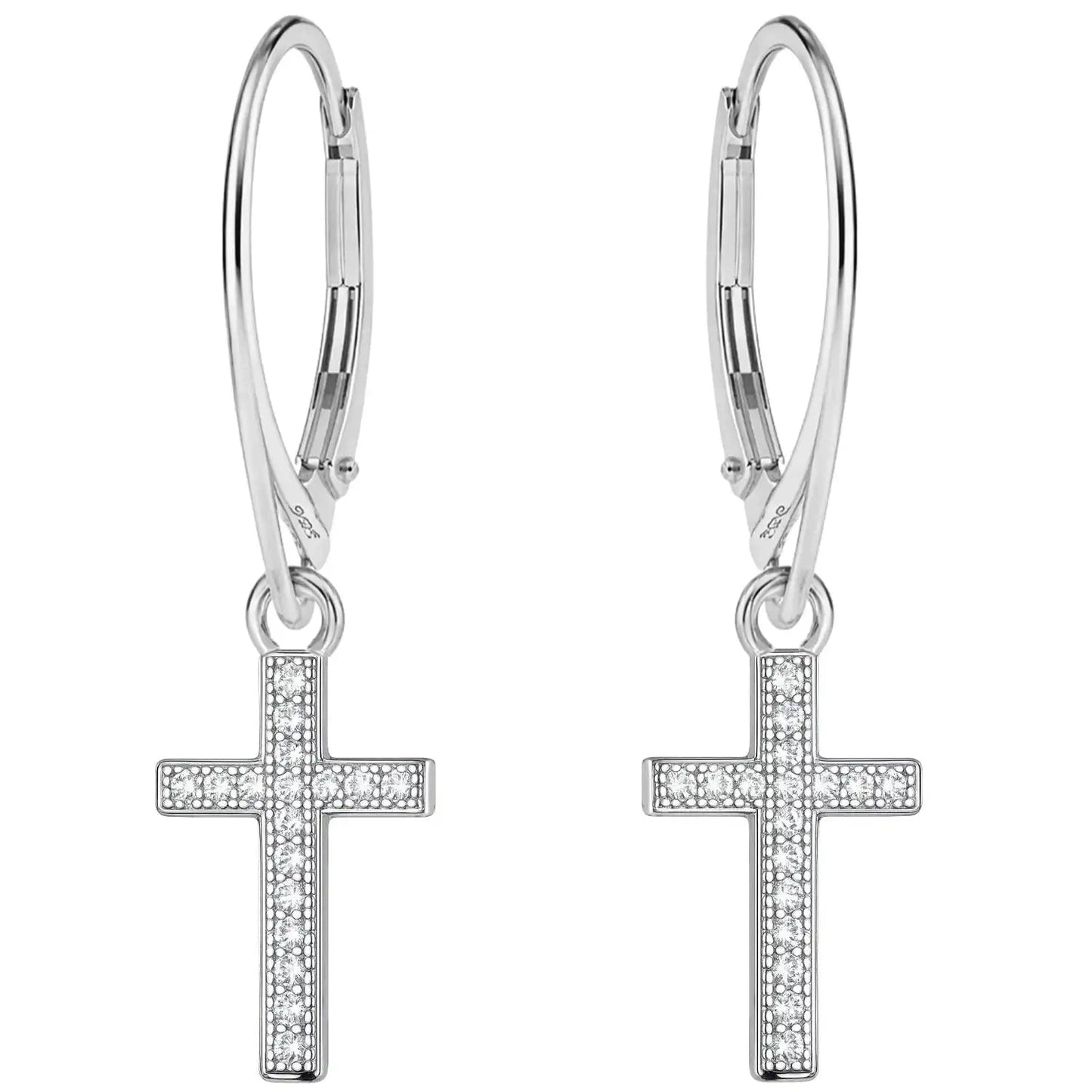 Kreuz Ohrringe 925 Silber – Modern Bild 1