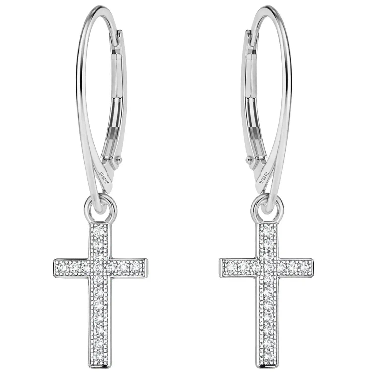 Kreuz Ohrringe 925 Silber – Modern Bild 1