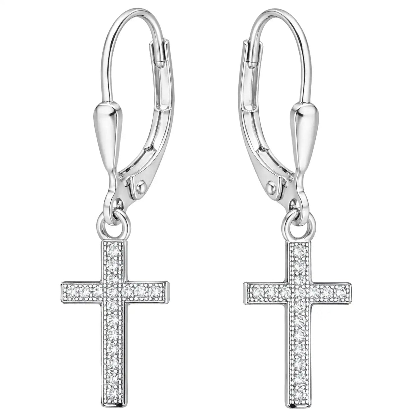 Kreuz Ohrringe aus 925 Silber mit Zirkonia Bild 1