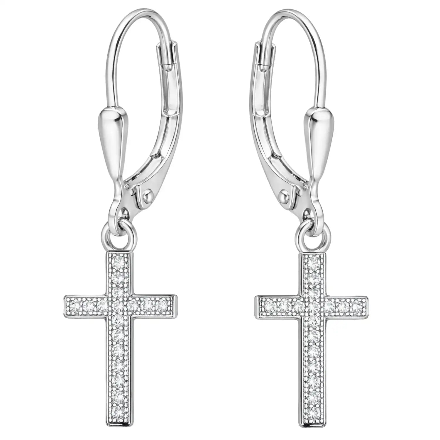 Kreuz Ohrringe aus 925 Silber mit Zirkonia Bild 1