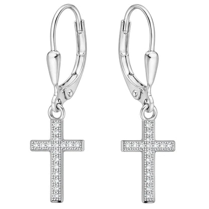 Kreuz Ohrringe aus 925 Silber mit Zirkonia Bild 1