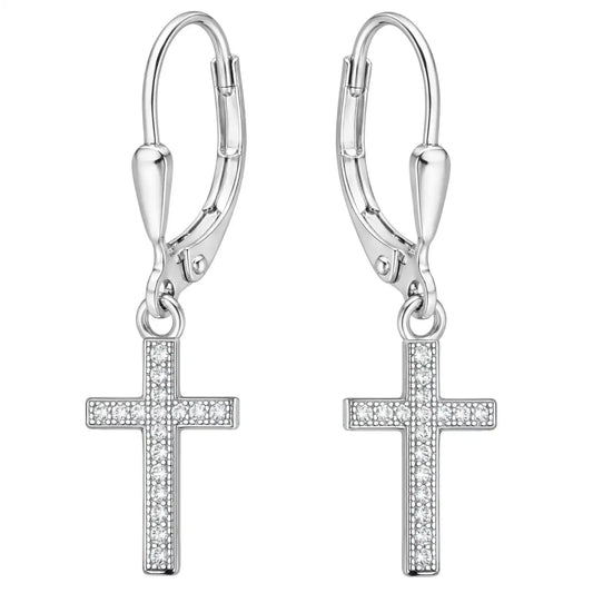 Kreuz Ohrringe aus 925 Silber mit Zirkonia Bild 1