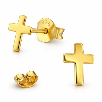 Kreuz Ohrstecker vergoldet 925 Silber - klassisch Bild 1