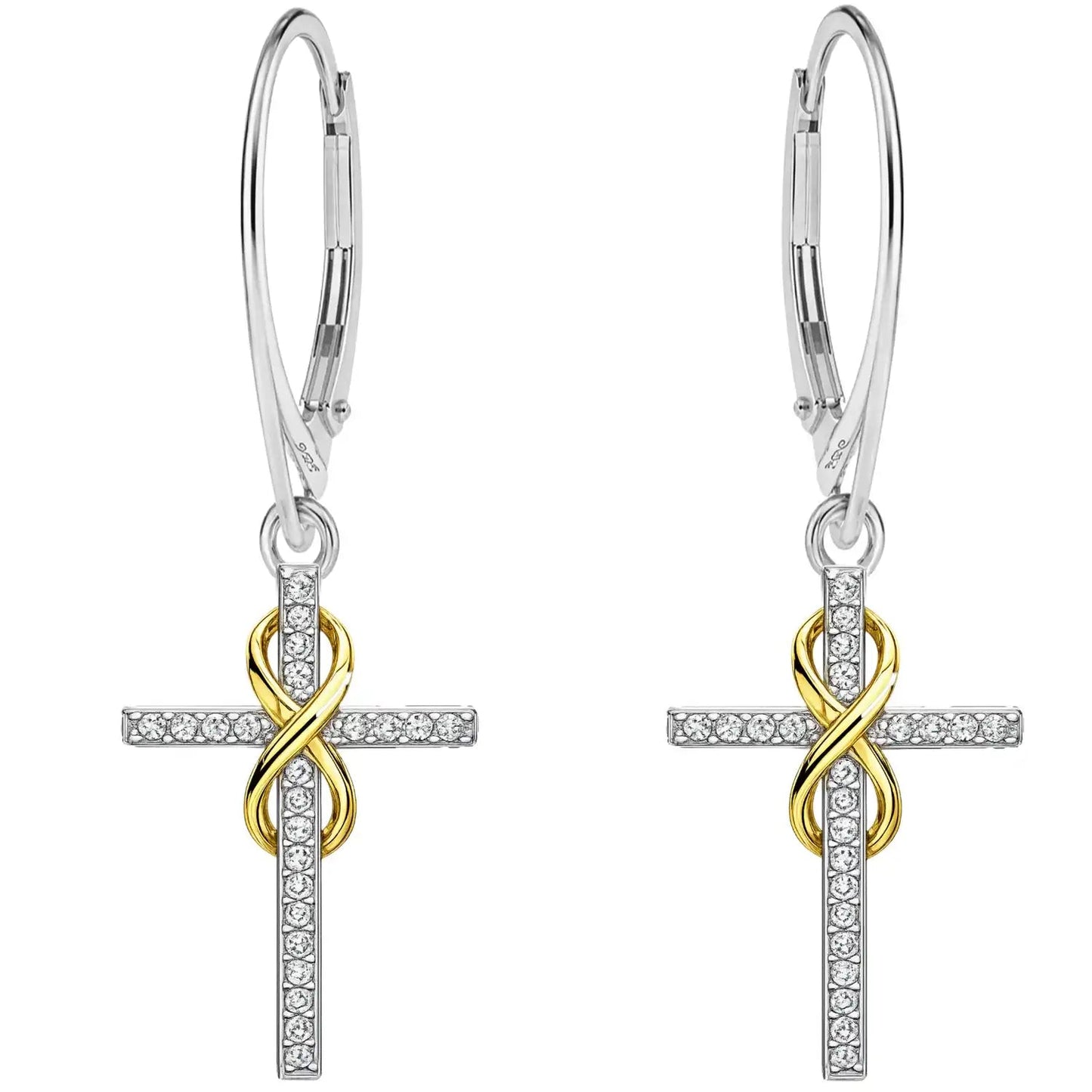Kreuz Unendlichkeit Ohrringe 925 Silber – vergoldet Gold Bild 1