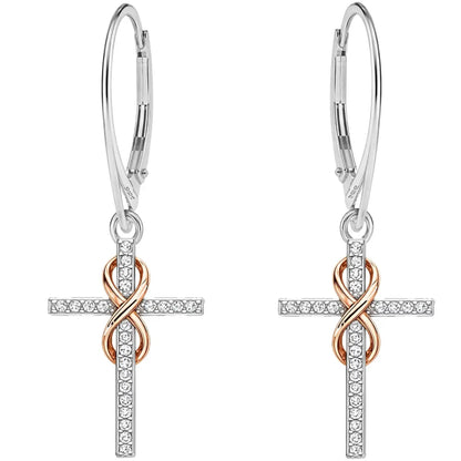 Kreuz Unendlichkeit Ohrringe 925 Silber – vergoldet Roségold Bild 2
