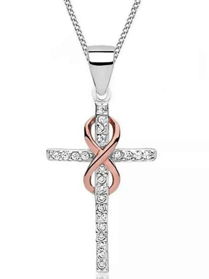 Kreuz Unendlichkeit Halskette aus echtem 925 Silber rosegold zweifarbig Bild 1
