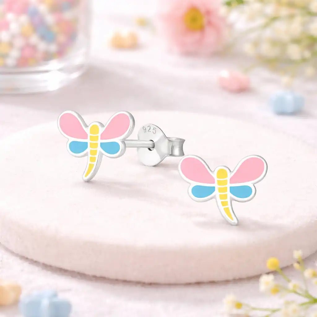 Libellen Ohrstecker Kinder 925 Silber – Bunt Bild 2