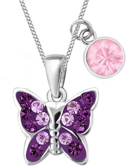Schmetterling Kette für Mädchen Lila 38 cm Bild 1