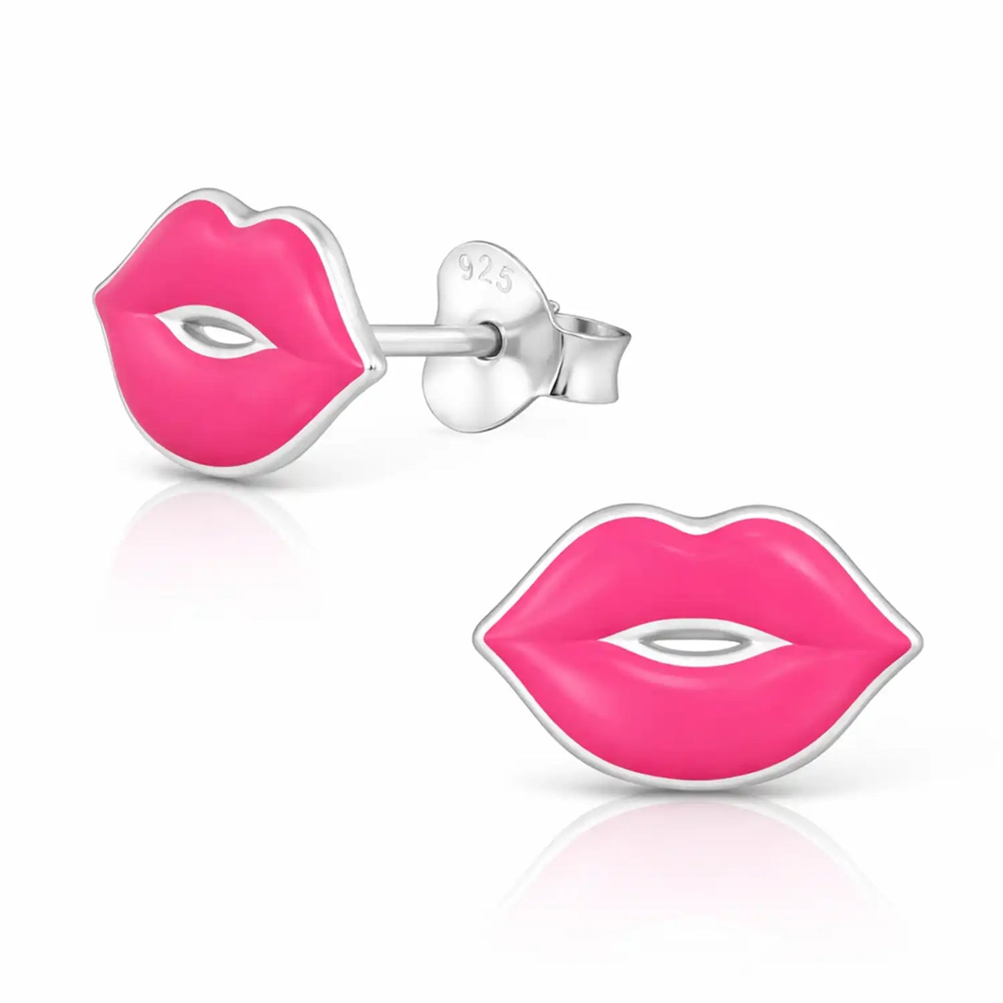 Lippen Ohrstecker Kinder 925 Silber – Pink Mund Bild 1