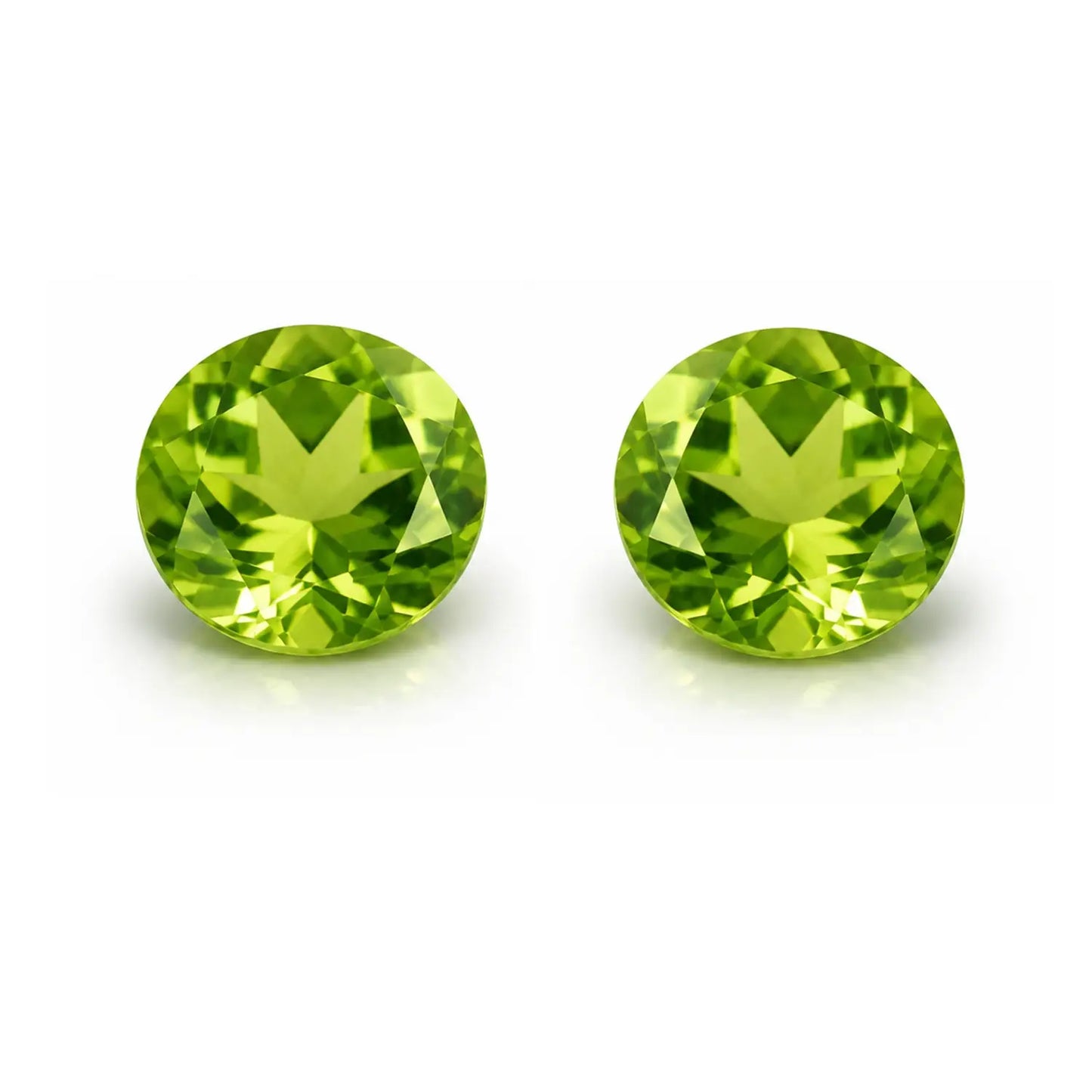 Peridot 3 mm rund facettiert 2er Set – echter Edelstein Olivgrün