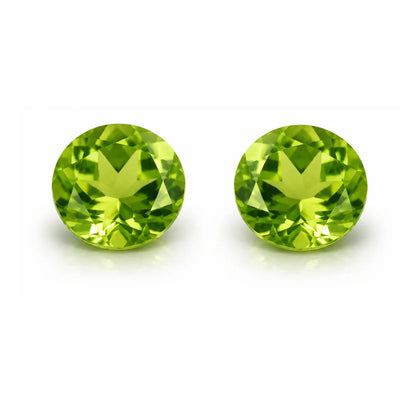 Peridot 3 mm rund facettiert 2er Set – echter Edelstein Olivgrün