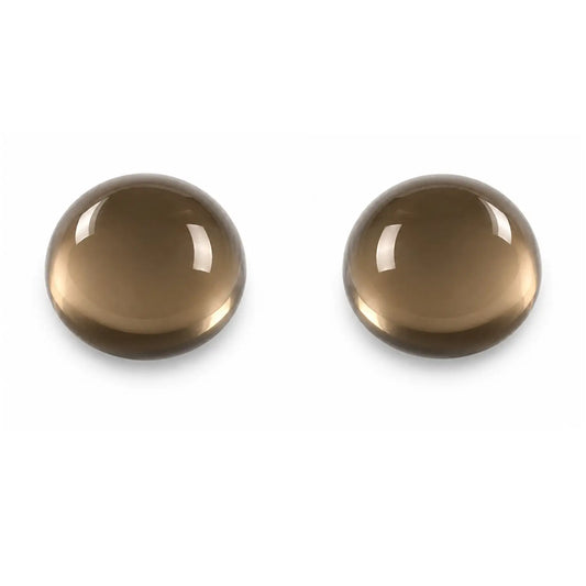 2 Rauchquarze 4 mm rund Cabochon – echte Edelsteine Set