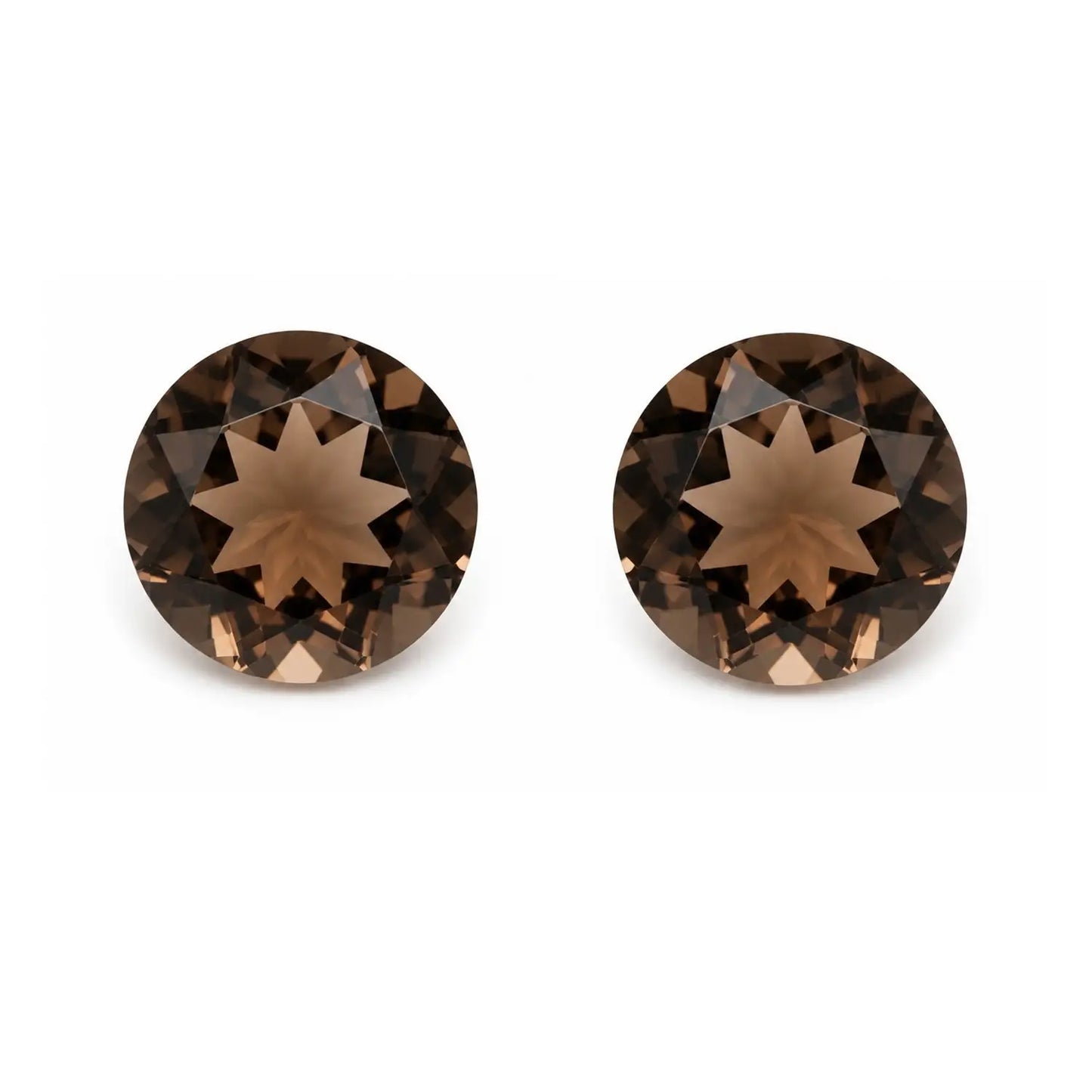 Natürlicher Rauchquarz Set 2 Edelsteine rund facettiert 4 mm