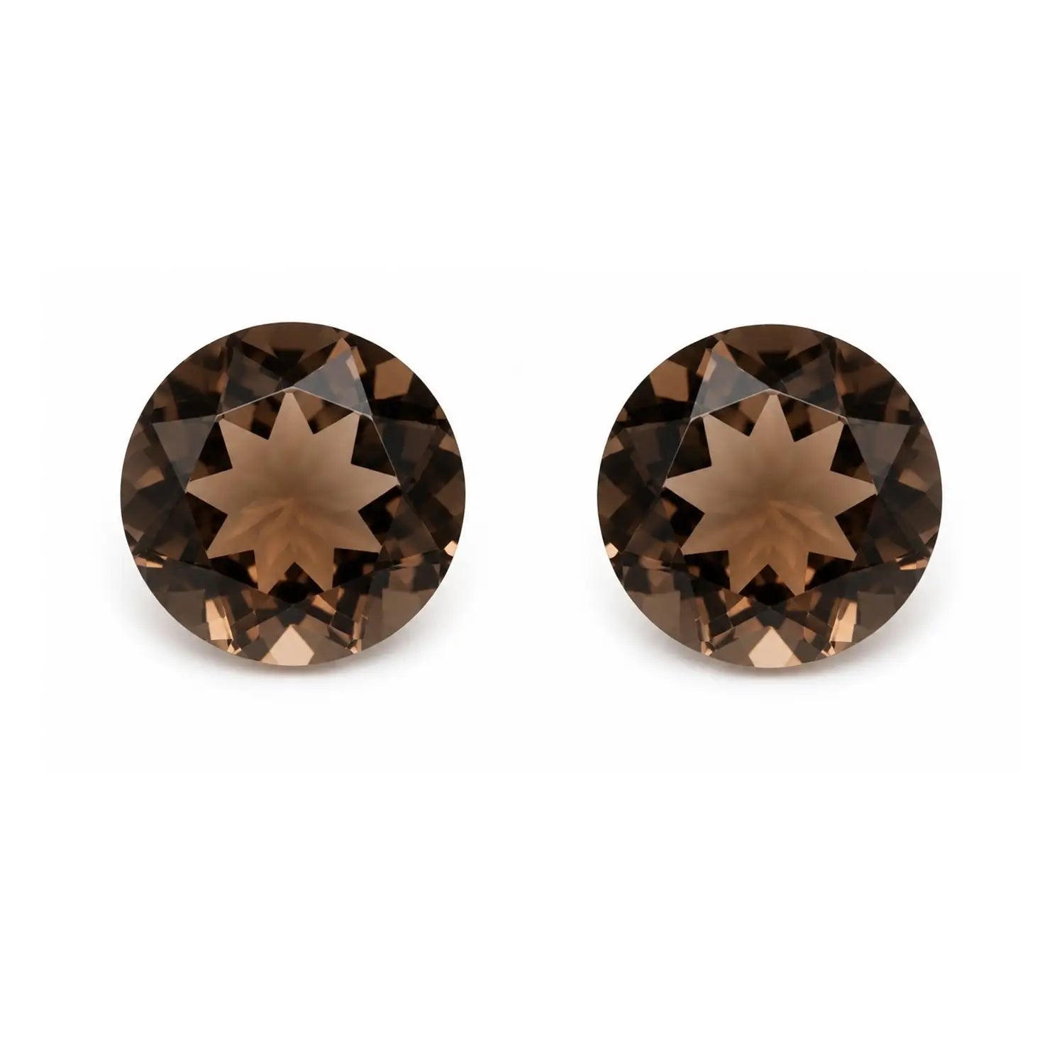 Natürlicher Rauchquarz Set 2 Edelsteine rund facettiert 4 mm