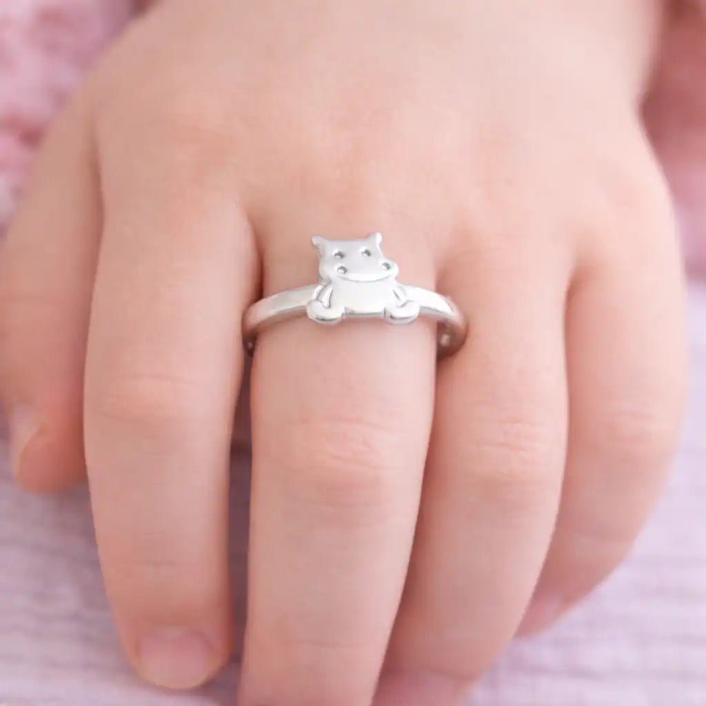 Nilpferd Kinder Fingerring 925 Silber – Hippo Ring Bild 2