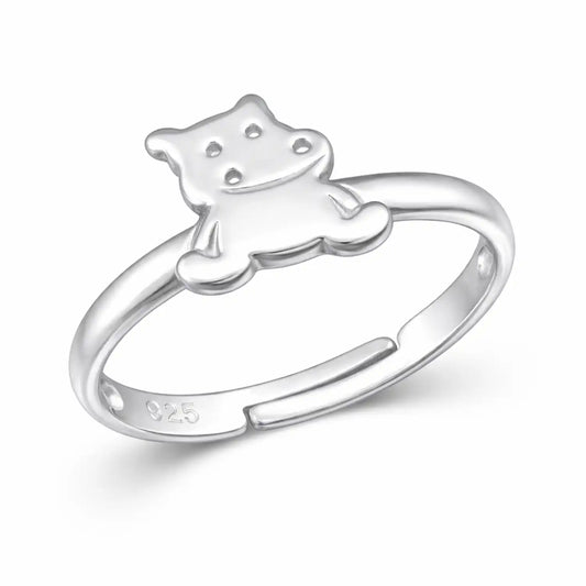 Nilpferd Kinder Fingerring 925 Silber – Hippo Ring Bild 1
