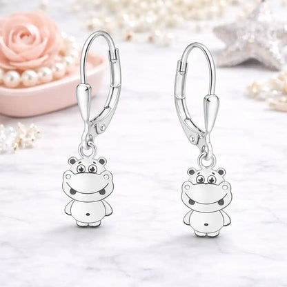 Nilpferd Ohrringe Kinder Silber 925 - Leichte Hippo Bild 2