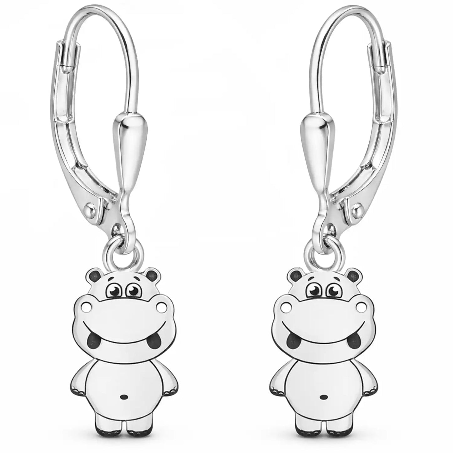 Nilpferd Ohrringe Kinder Silber 925 - Leichte Hippo Bild 1