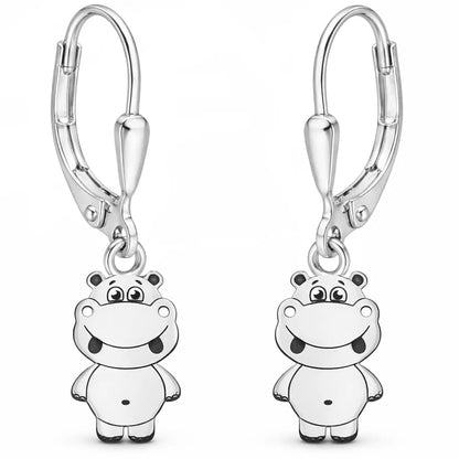 Nilpferd Ohrringe Kinder Silber 925 - Leichte Hippo Bild 1