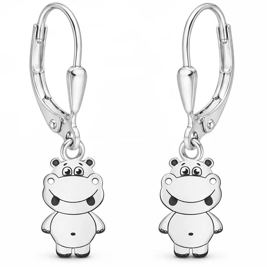 Nilpferd Ohrringe Kinder Silber 925 - Leichte Hippo Bild 1