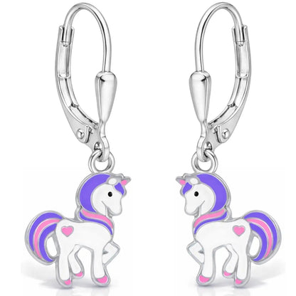 Ohrringe Einhorn aus 925 Silber im märchenhaften Stil Bild 1