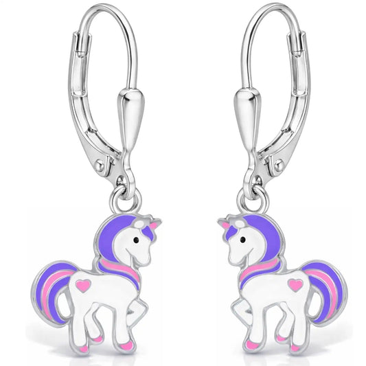 Ohrringe Einhorn aus 925 Silber im märchenhaften Stil Bild 1