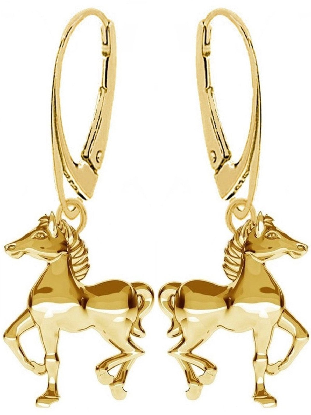 Ohrringe Gold 18K vergoldet Pferde Damen Brisur Bild 2