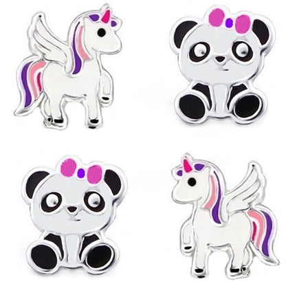 Ohrringe Kinder Einhorn Panda 925 Silber Set Bild 1