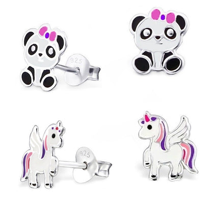 Ohrringe Kinder Einhorn Panda 925 Silber Set Bild 2