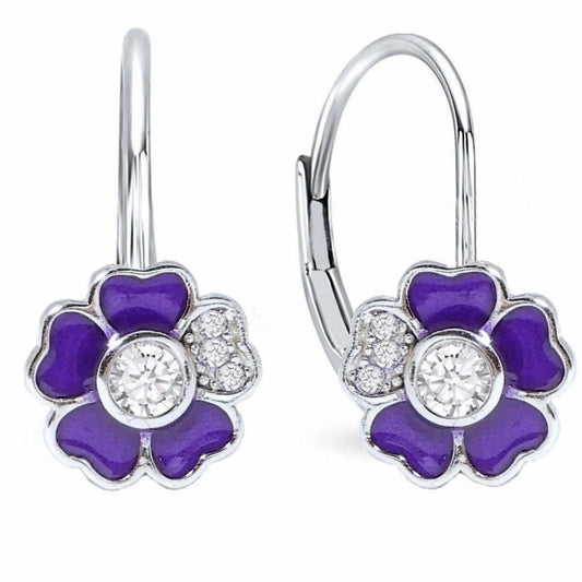 Blume Kinder Ohrringe 925 Silber – Zirkonia Blüten Schmuck Bild 1