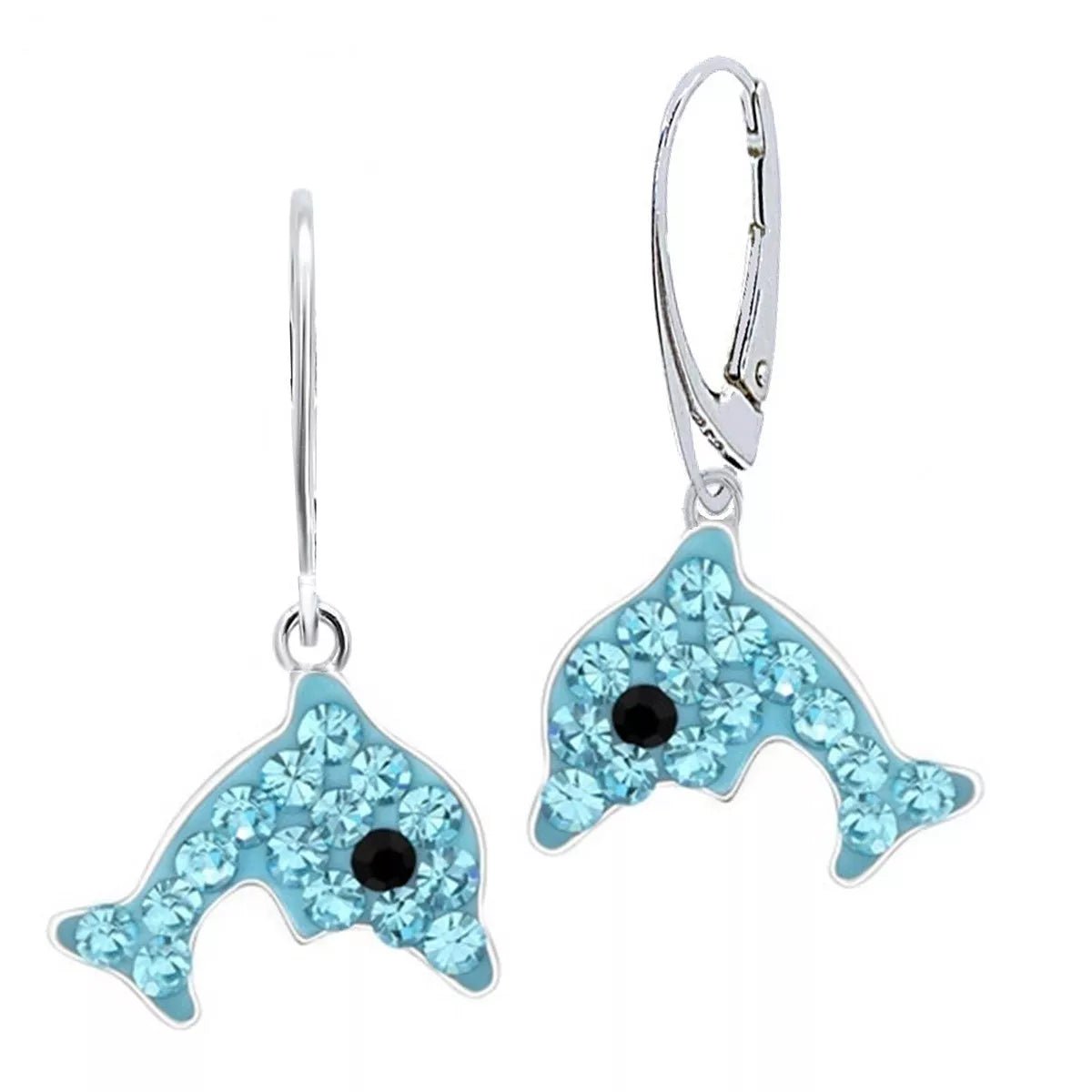 Delfin Ohrhänger blau 925 Silber– maritime Kinderohrringe Bild 1