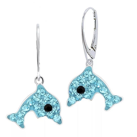 Delfin Ohrhänger blau 925 Silber– maritime Kinderohrringe Bild 1